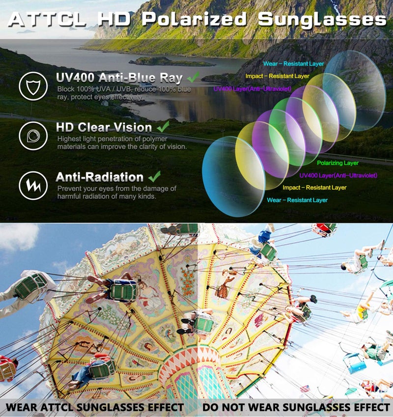 ATTCL نظارات شمسية بولارية للأطفال من ATTCL بتصميم مخصص للأولاد والبنات، للأطفال من عمر 3-10 سنوات 5025-وردي-أزرق - Image 5